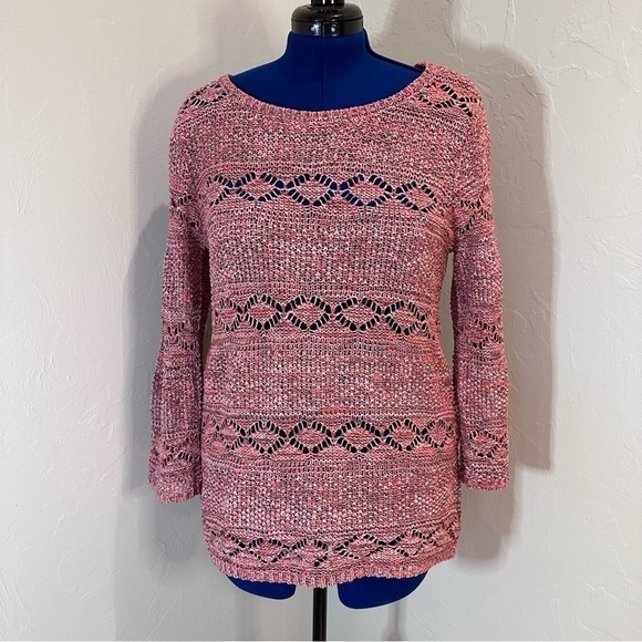 Soft Surroundings Sweaters - Soft Surroundings Rio Rose Pointelle Open Knit Sweater Size Medium
